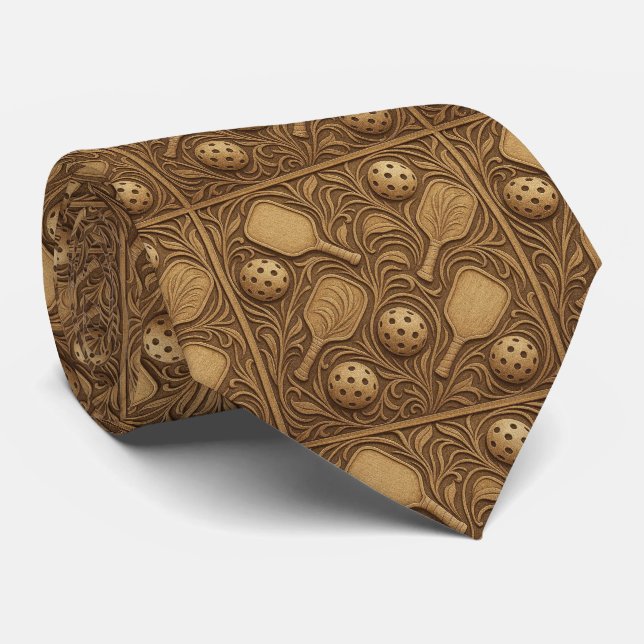 Corbata Art Nouveau Pickleball Necktie – Brown Elegant (Enrollado)
