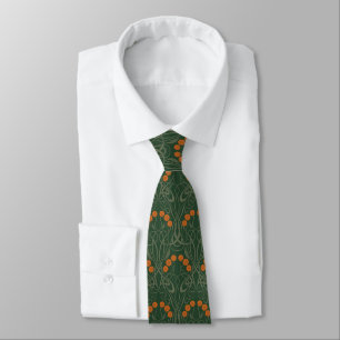 Corbata Art Nouveau Rosas Naranjas y Tallos Sinuosos