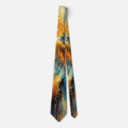 Corbata Arte abstracto azul dorado Solaris Cascade