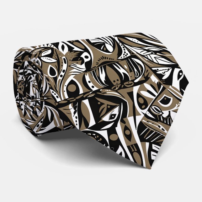 Corbata Arte abstracto boho caprichoso patrón geométrico (Enrollado)