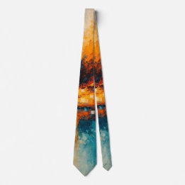 Corbata Arte abstracto de amanecer sobre el agua