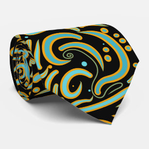Corbata Arte abstracto de formas circulares, lineales y có