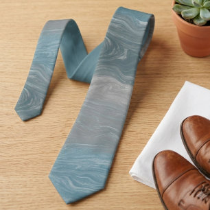 Corbata Arte abstracto moderno de remolino azul y gris