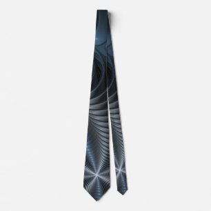 Corbata Arte abstracto moderno fractal 3D gris azul plásti