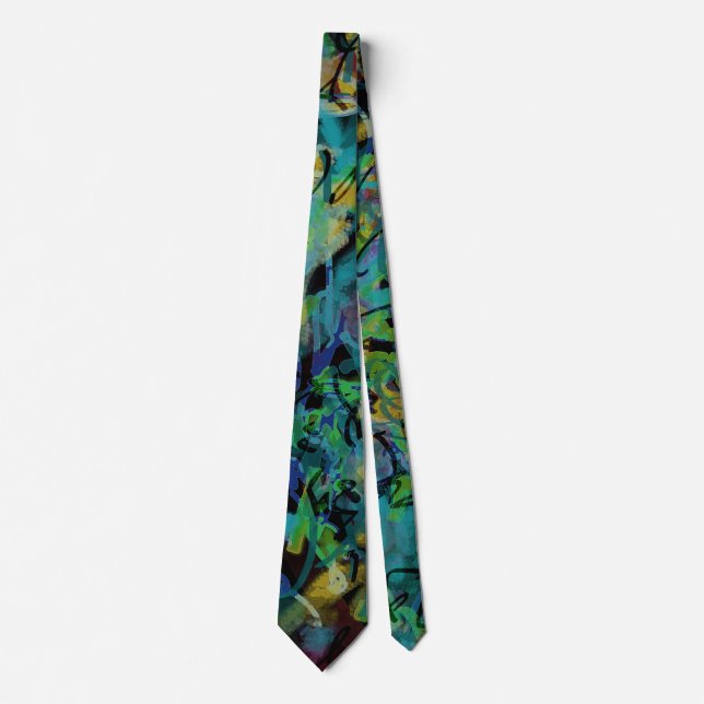 Corbata Arte abstracto multicolor con grillos (Anverso)
