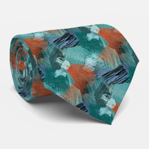 Corbata Arte abstracto naranja verde menta azul turquesa