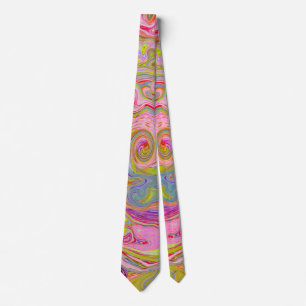 Corbata Arte abstracto retro rosa, amarillo y magenta groo