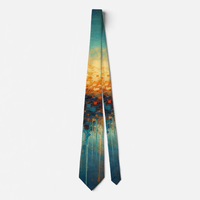 Corbata Arte abstracto Sunburst Horizon (Anverso)