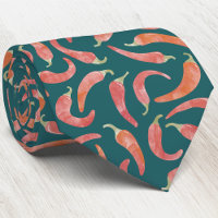 Arte Acuarela Pimiento Rojo Verde Teal