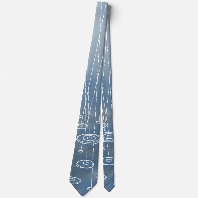 Corbata Arte azul del clima lluvioso (Rainy weather art blue neck tie)
