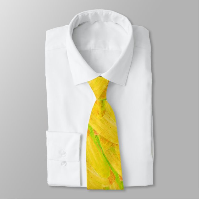 Corbata Arte Botánico Amarillo Cítrico del Granjero  (Atado)