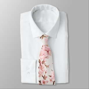 Corbata Arte botánico de flor de cerezo aireado
