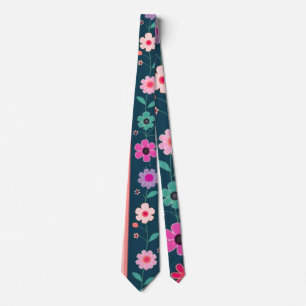 Corbata Arte Botánico Floral Rosa Elegante Vintage 