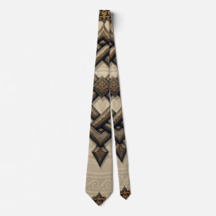 Corbata Arte celta y esplendor floral en tonos cálidos.
