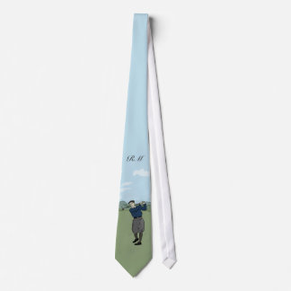 Corbata Arte con monograma del golf del estilo del vintage