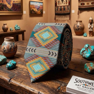 Corbata Arte con patrones del suroeste americano y colores