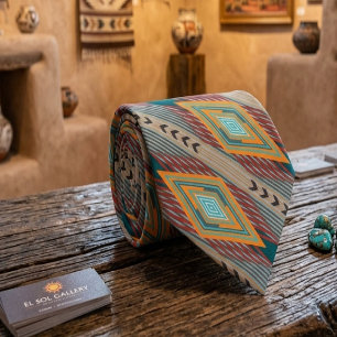 Corbata Arte con patrones del suroeste americano y colores
