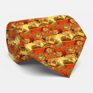 Corbata Arte cultural africano: diseño rico en rojo dorado