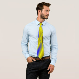 Corbata Arte de arcoíris abstracto 3D en azul amarillo dor