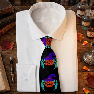 Corbata Arte de calabaza de Halloween espeluznante, araña