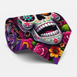Corbata Arte de Cráneo de Azúcar - Calavera pirata jolly (