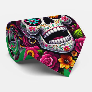 Corbata Arte de Cráneo de Azúcar - Calavera pirata jolly (