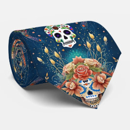 Corbata Arte de Cráneo de Azúcar - Festividad del Día de l