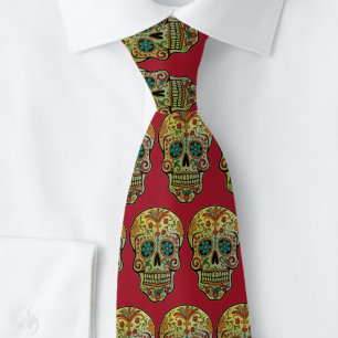 Corbata Arte de cráneos de azúcar, Día de Muertos