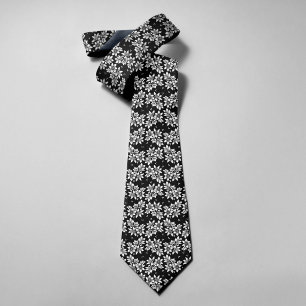 Corbata Arte de Ilustracion floral abstracto en blanco y n