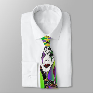 Corbata Arte de impresión de máscara de Mardi Gras psicodé