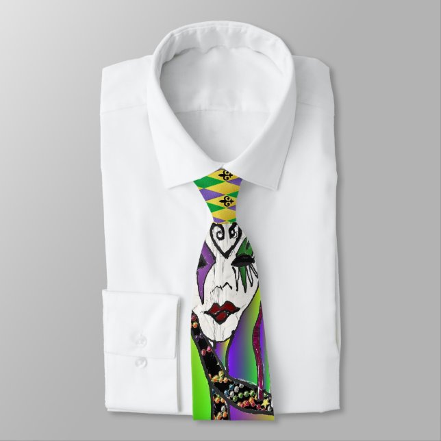 Corbata Arte de impresión de máscara de Mardi Gras psicodé (Atado)