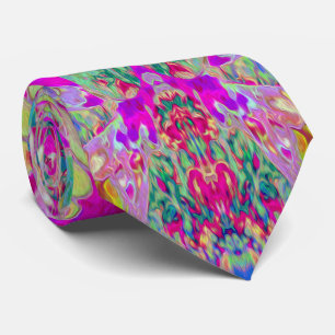 Corbata Arte de jardín magenta y aqua abstracto psicodélic