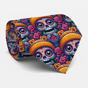Corbata Arte de la calavera del azúcar - Calavera en Beani