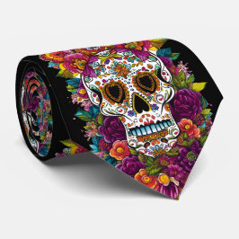 Corbata Arte de la Calavera del Azúcar - Día de los Muerto