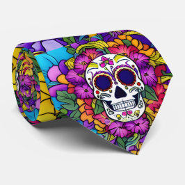 Corbata Arte de la calavera del azúcar - Día de los muerto