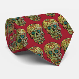 Corbata Arte de la calavera del azúcar, Día de los Muertos
