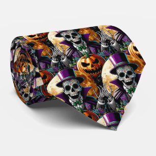 Corbata Arte de la Calavera del Azúcar - Halloween de la m