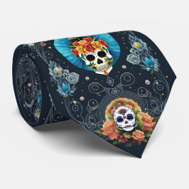Corbata Arte de la calavera del azúcar - Vibrante Día de l