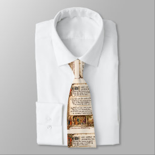 Corbata Arte de Manuscrito Iluminado de la Canción Antigua