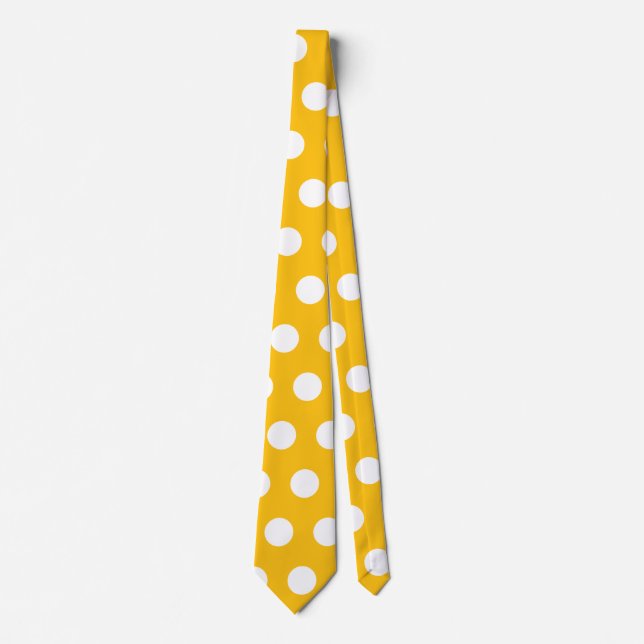 Corbata Arte de Patrón de Lunares Amarillo Soleado Blanco (Anverso)
