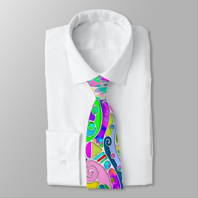 Corbata Arte de patrón pintado a mano y digitalmente 22 (Atado)