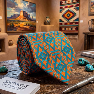 Corbata Arte de patrón y colores al estilo del suroeste am