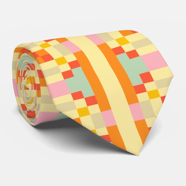 Corbata Arte de píxeles geométricos modernos sin fisuras  (Enrollado)