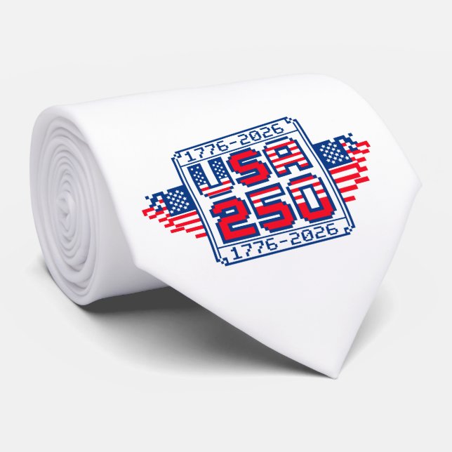 Corbata Arte de píxeles USA 250 – 1776 a 2026 (Enrollado)
