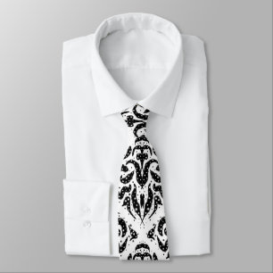 Corbata Arte De Resumen De Pescado Blanco Y Negro