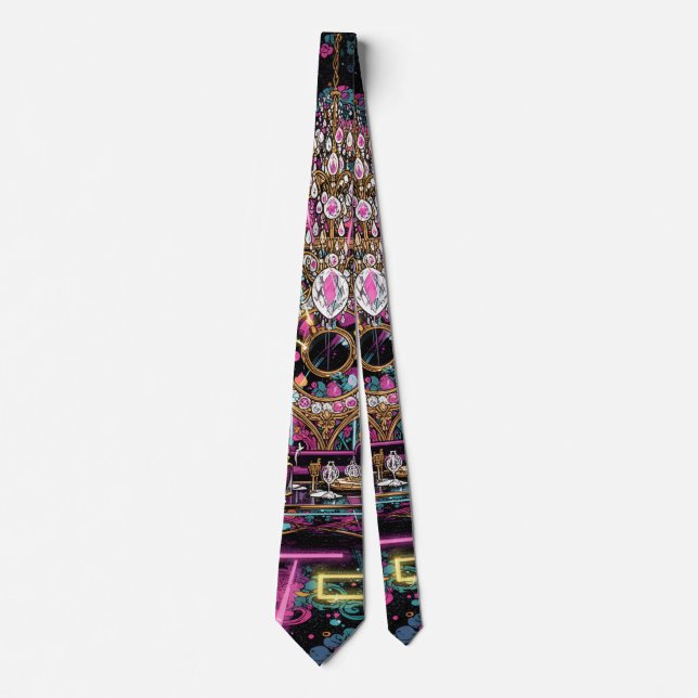 Corbata Arte de Salón de Lujo Psicodélico de Neón (Anverso)