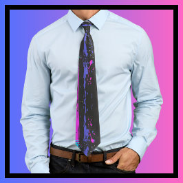 Corbata Arte de salpicadura arte morado rosado negro abstr