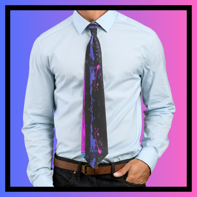 Corbata Arte de salpicadura arte morado rosado negro abstr (Subido por el creador)