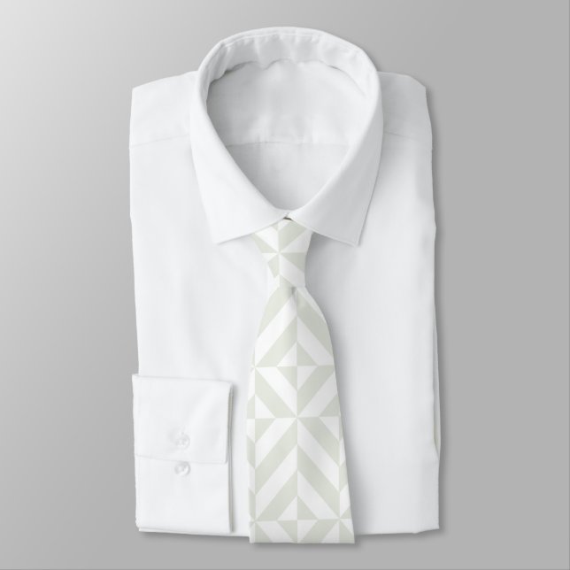 Corbata Arte Deco Geométrico Gris Suave (Atado)