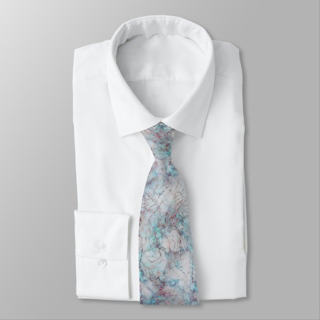 CORBATA ARTE DECO MARBLE AQUA BLUE SWIRL ABSTRACT TIE (Atado)